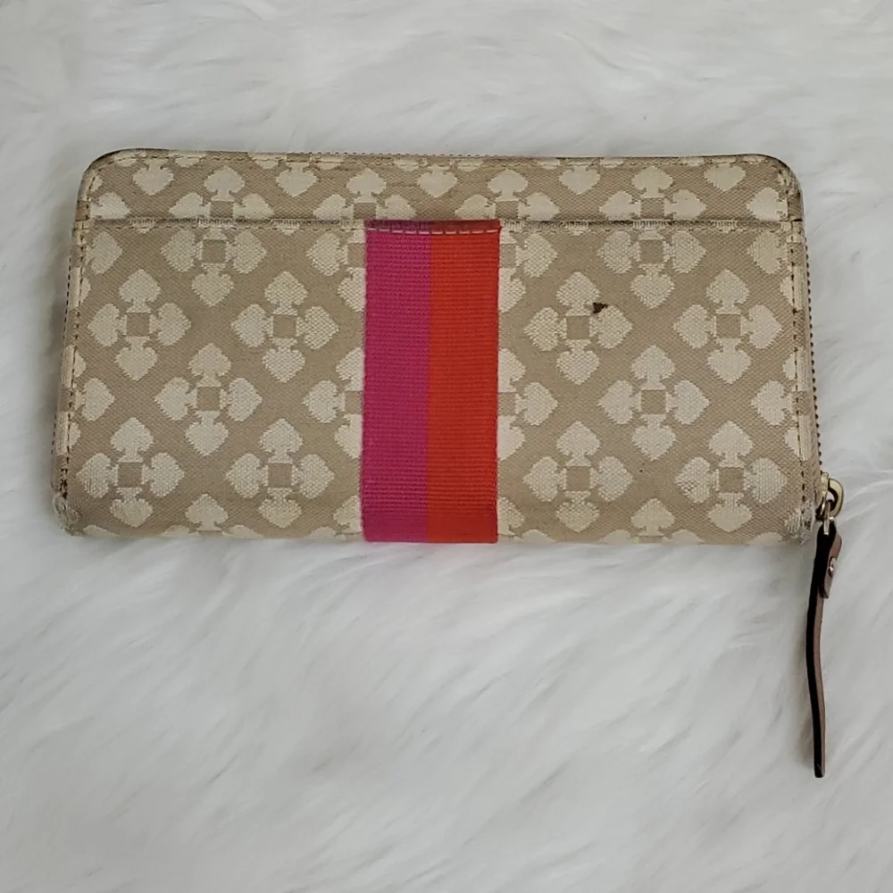 Kate Spade New York, Canvas Wallet, Zipper Closure, Pre-Owned, Spots, Non-Smokin